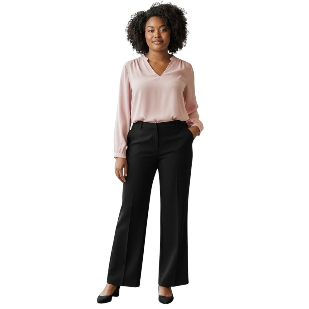 Calvin Klein Black Wide Leg Trousers Women’s 14 Workwear Dress Pants Stretch